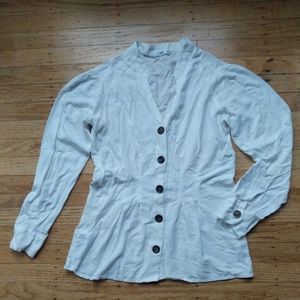 MNG button up blouse cinched waist Mandarin collar